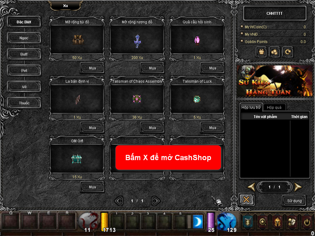 Chức năng chính của Game MU Hoàn Vũ